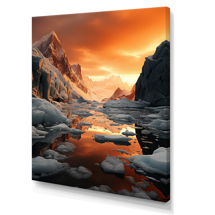 Millwood Pines Glacier Icy Brilliance Sunset I On Canvas Print